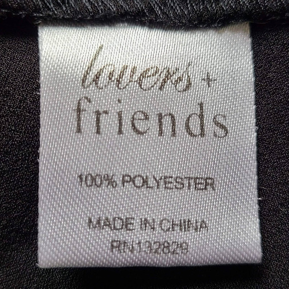 LOVERS + FRIENDS Black Bell Sleeve Cold Shoulder Top Blouse Scoop Neck Large - Picture 11 of 12